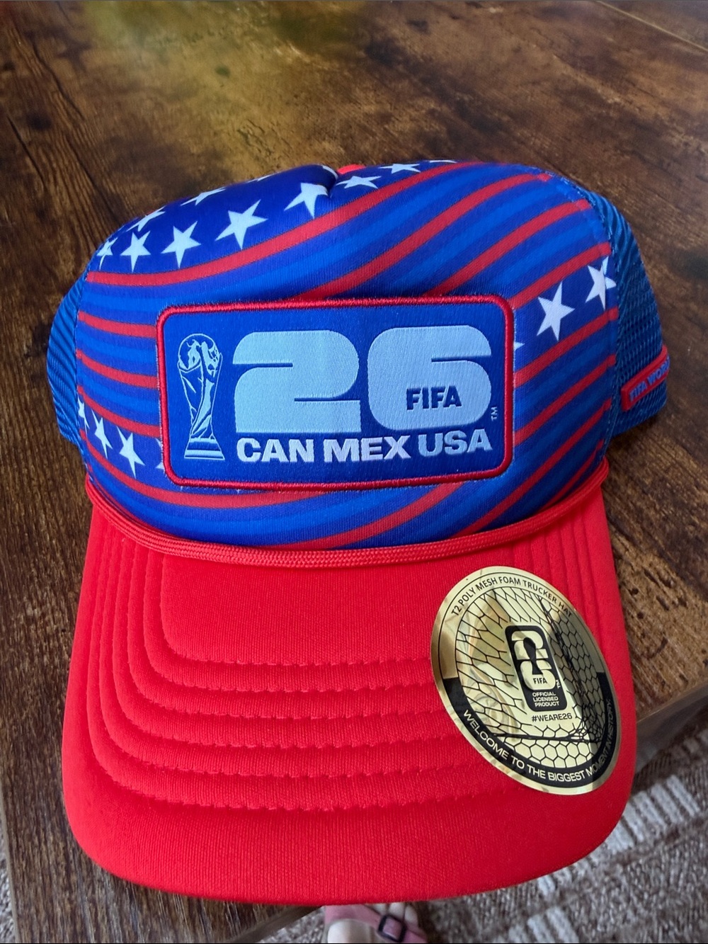 26 CAN MEX USA FIFA World Cup Red & Blue Trucker Cap